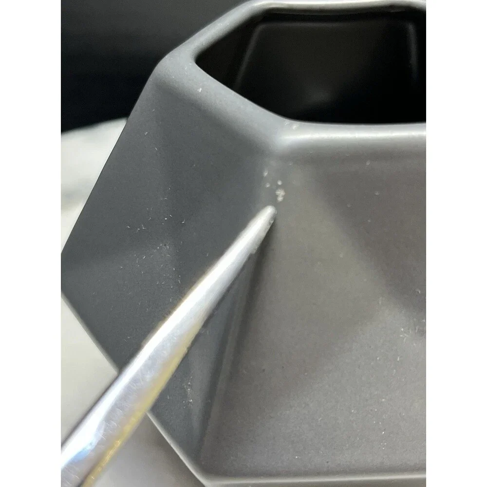 IKEA Almhult Livslang Gray Charcoal Faceted Hexagon Vase 3